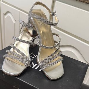 Naturalizer Silver Strappy Heels